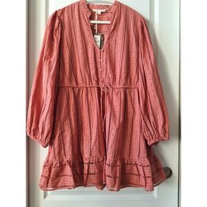 Anthropologie Forever That Girl Medium Eyelet Mini Dress Cotton Boho Cottage NWT